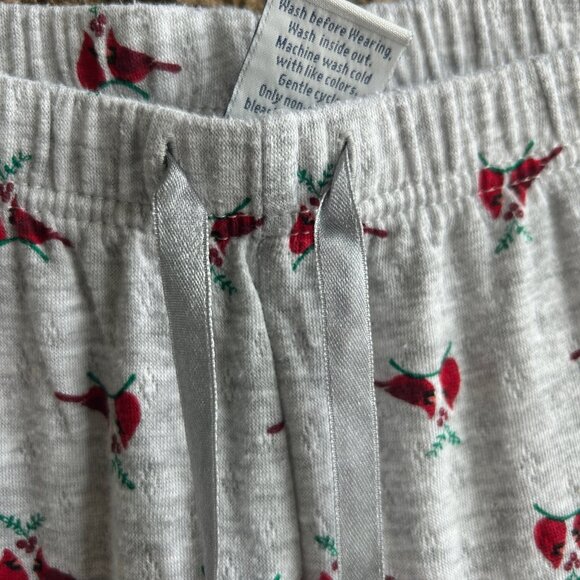Croft & Barrow Gray Red Cardinal Bird Pajamas Set Size Small Cozy Loungewear - Picture 7 of 8